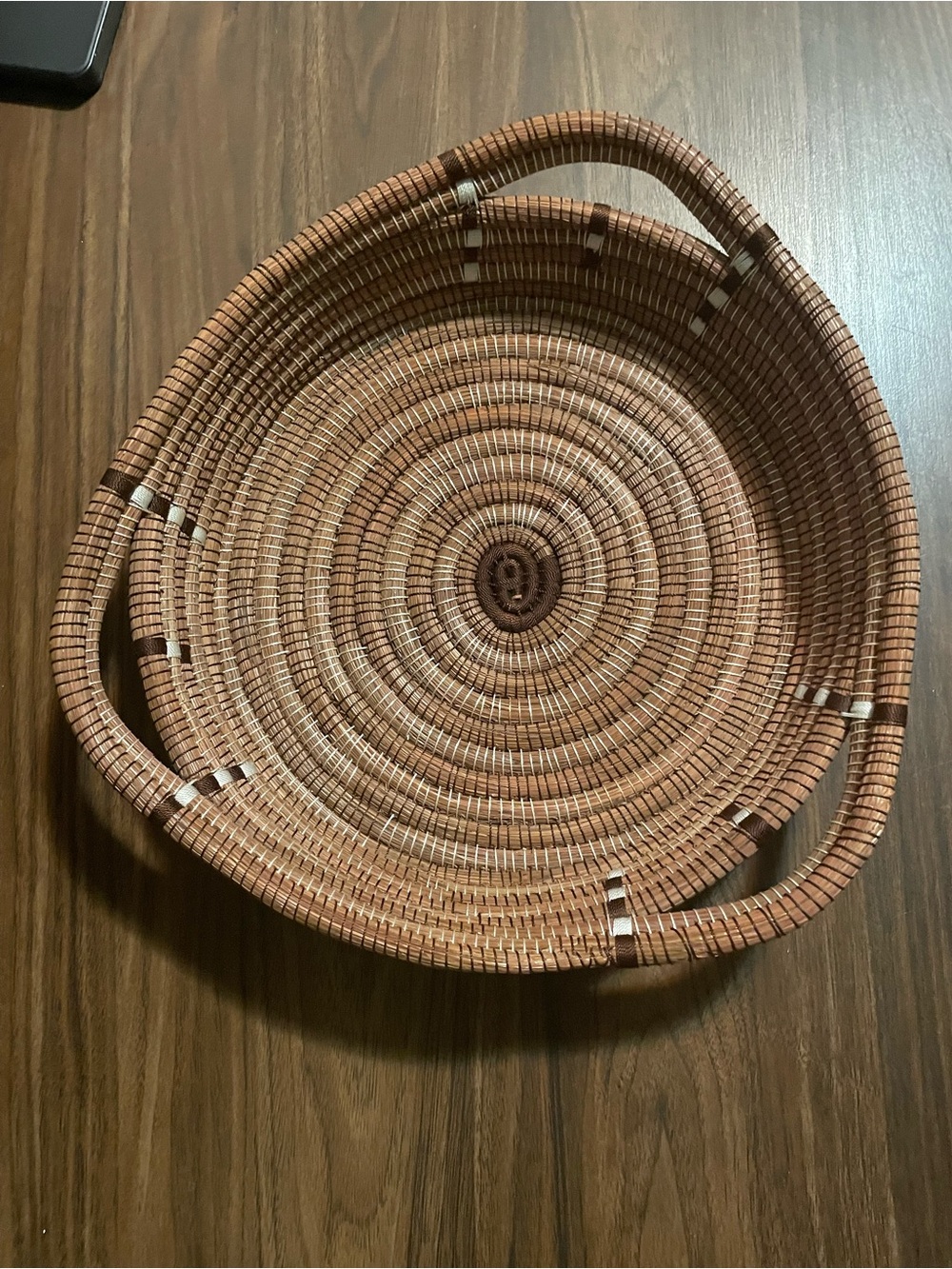 Handwoven Brown Rattan Serving Basket - Home Accents